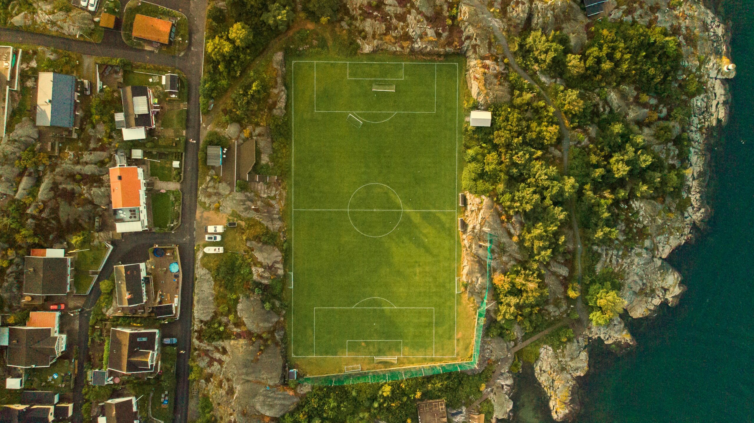 aerial image of a soccer field